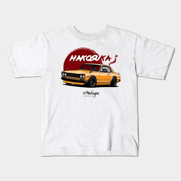 Skyline 2000 GTR (yellow) Kids T-Shirt by Markaryan